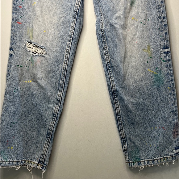 Zara Kids Relaxed Straight Leg Colorful Paint-Splatter Denim Jeans Girls Size 10 - Picture 3 of 9